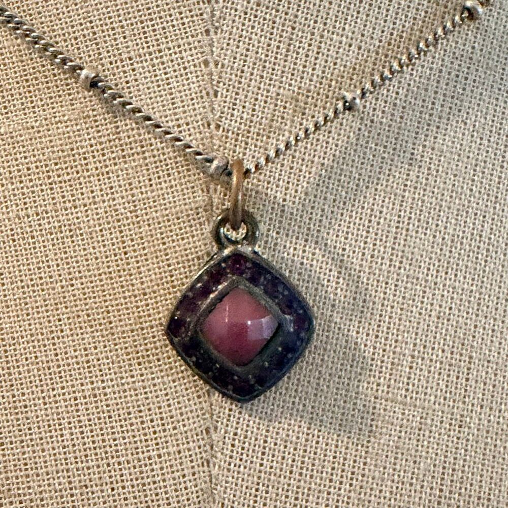 Baked Beads Faceted Pink  Pendant Necklace